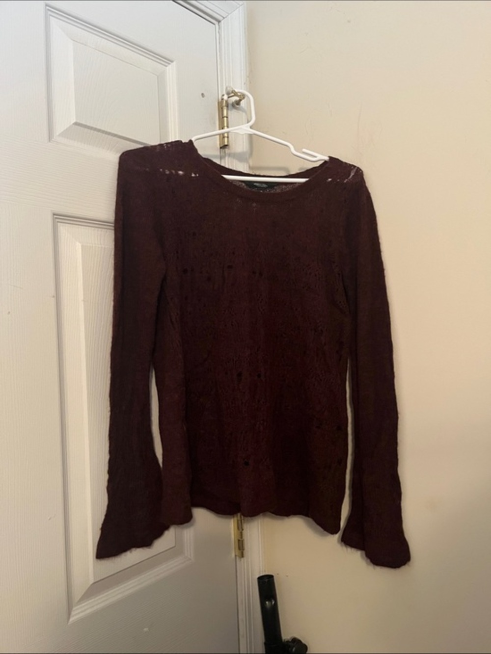 Women's Maroon Long-Sleeve Knit Tee